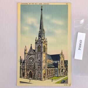 Cathedral of the Holy Name Chicago Illinois 1930s Linen Postcard IL Unposted